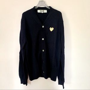Comme des Garcons Play Gold Heart Wool Cardigan
